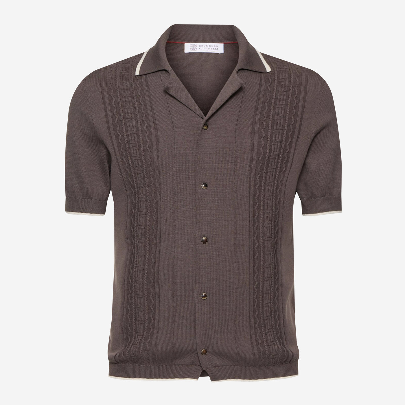 Brunello Cucinelli Jacquard Knit Short Sleeve Shirt