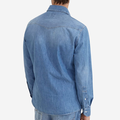 Brunello Cucinelli Lightweight Denim Easy Fit Western Shirt