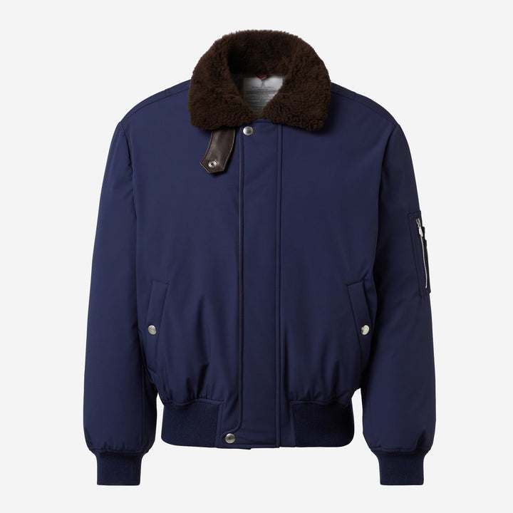Brunello Cucinelli★Navy Puffer Jacket with Fox Fur Collar Brunello Cucinelli Ladies FOX FUR Collar Down Puffer Jacket