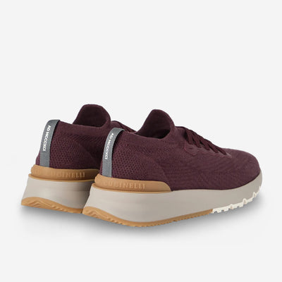 Brunello Cucinelli Cotton Knit And Semi-Polished Calfskin Sneakers