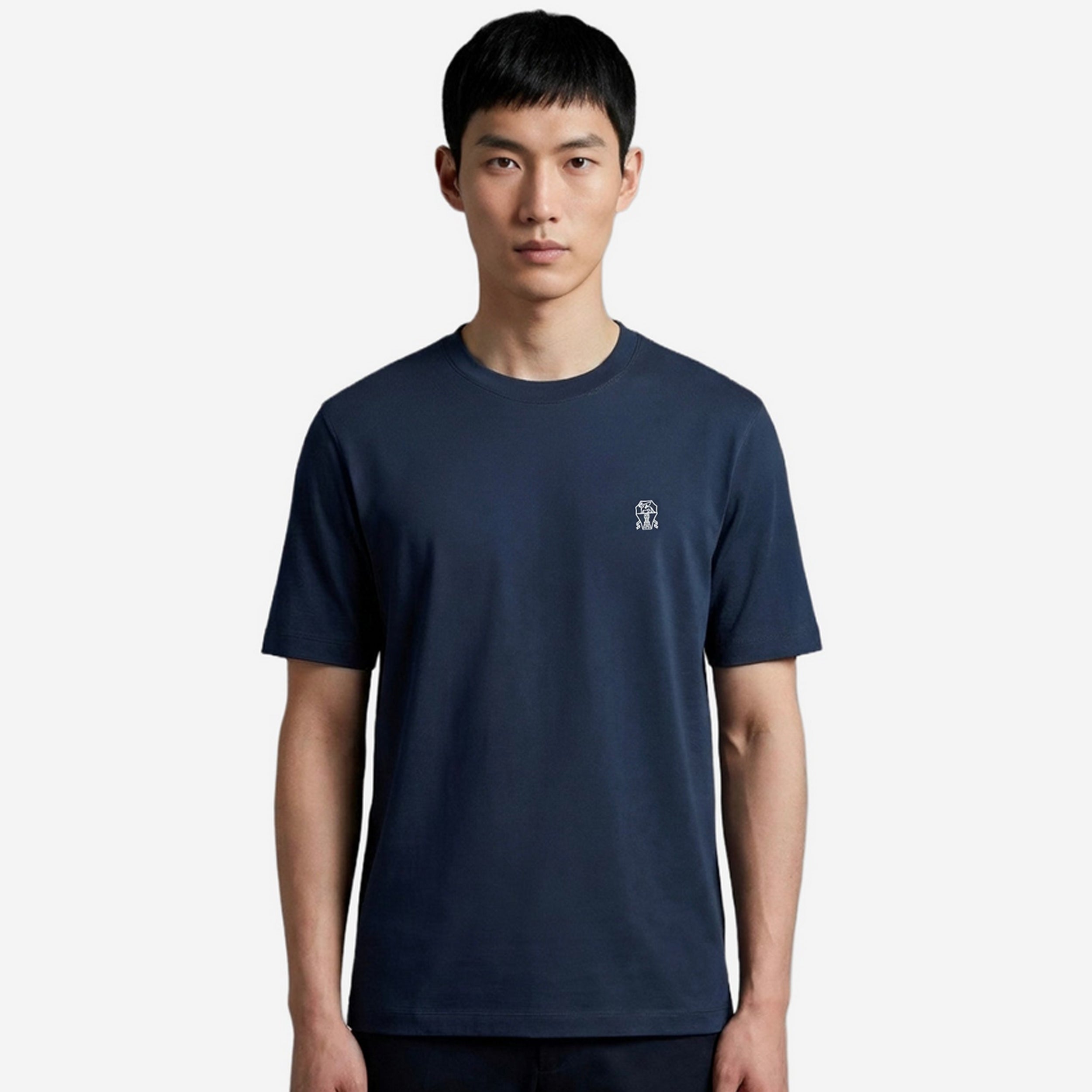 Brunello Cucinelli Cotton Jersey Logo Crew Neck T-Shirt