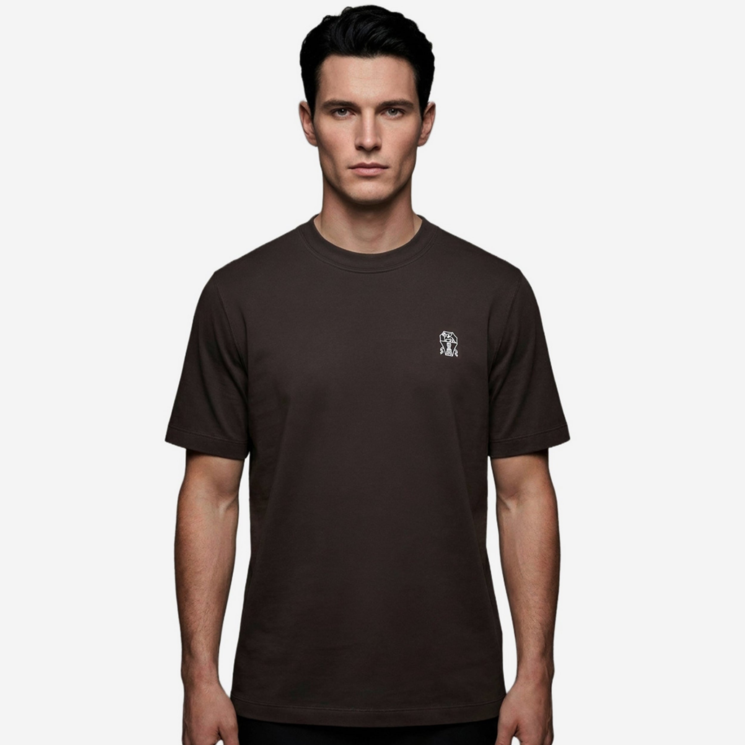 Brunello Cucinelli Cotton Jersey Logo Crew Neck T-Shirt