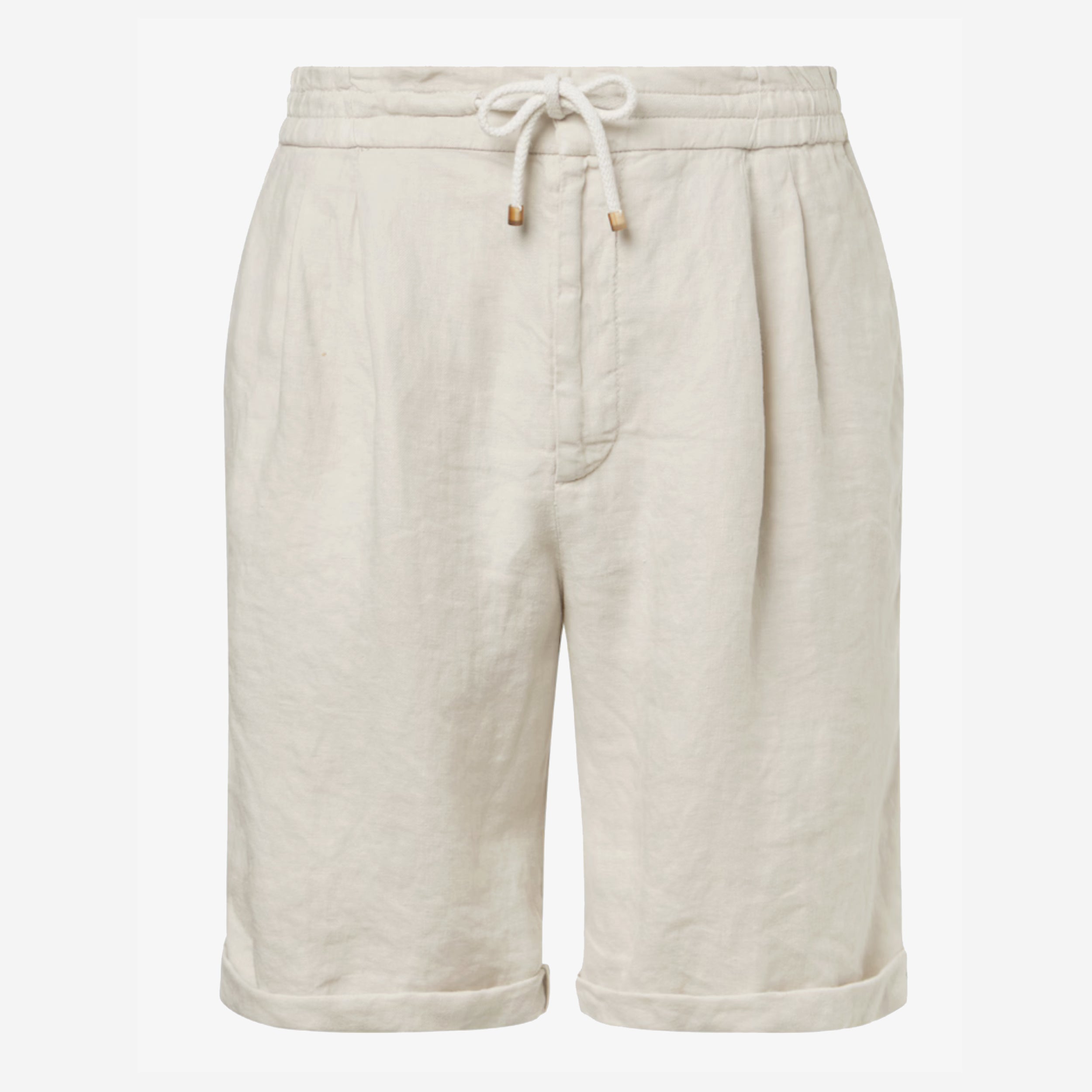 Brunello Cucinelli Linen Gabardine With Drawstring And Pleat Garment-Dyed Bermuda Shorts