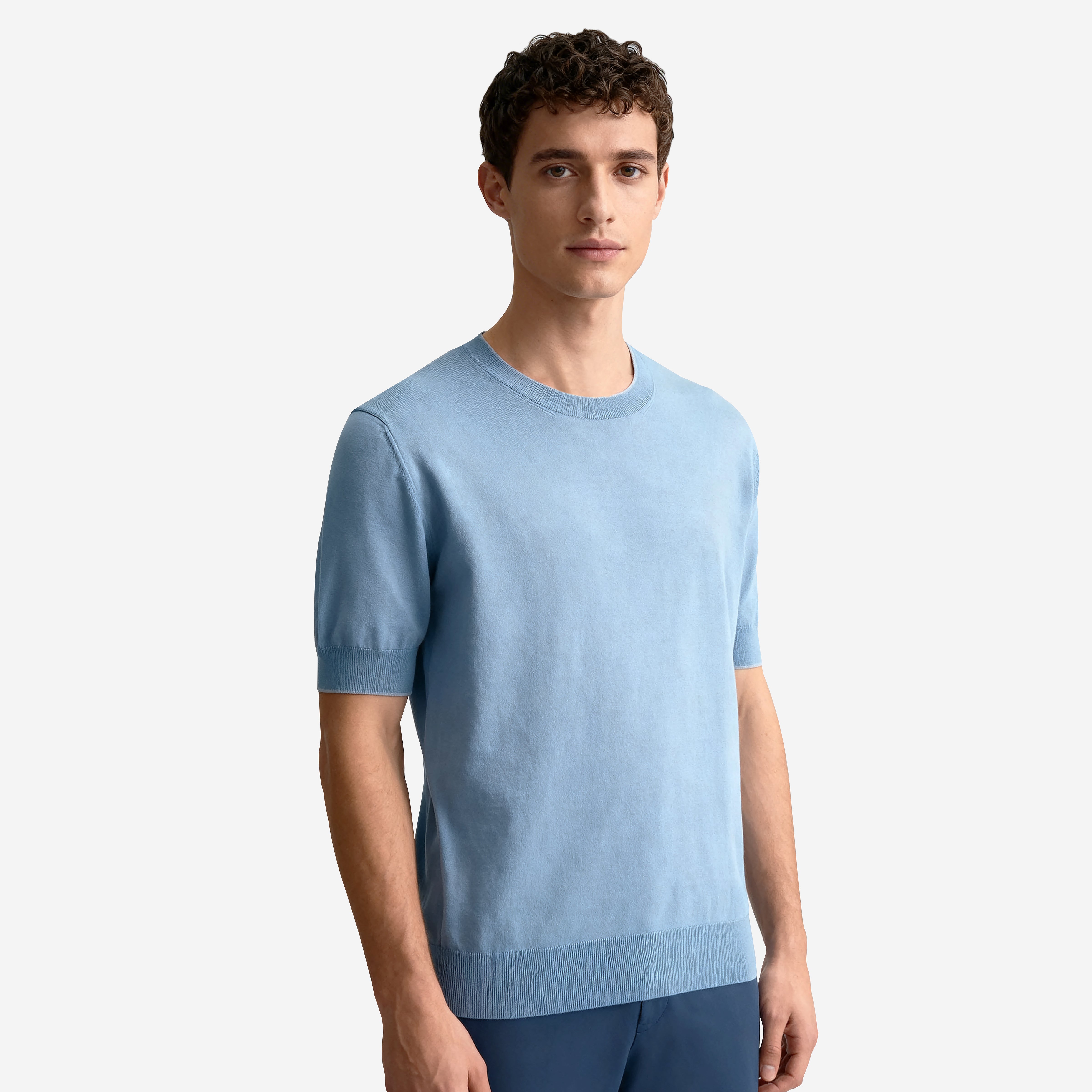 Brunello Cucinelli Cotton Lightweight Knit Contrast Detail T-Shirt