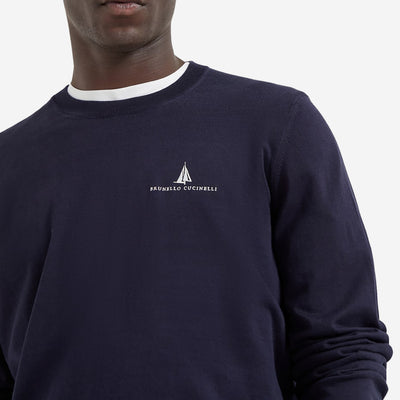 Brunello Cucinelli Cotton Lightweight Embroidered Sweater