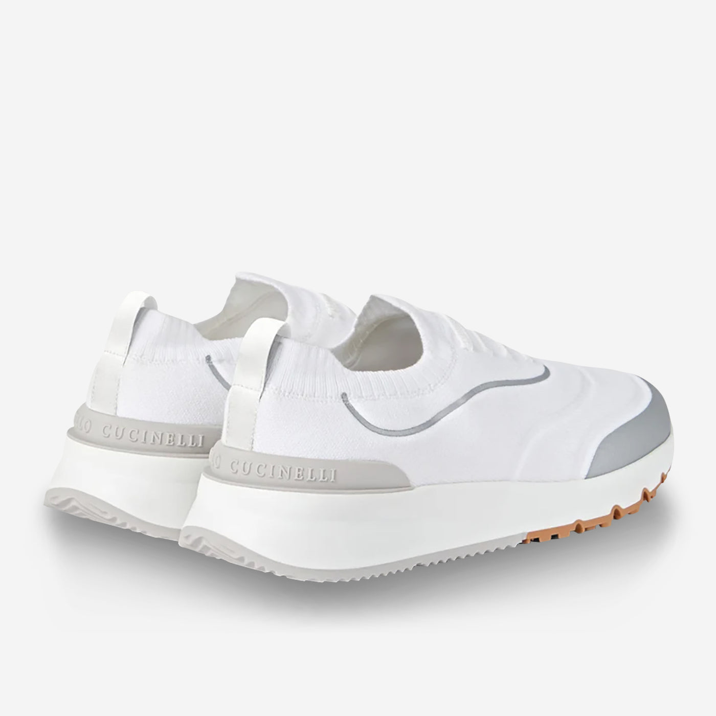 Brunello Cucinelli Techno Cotton Knit Heat-Bonded Detail Runners Sneaker