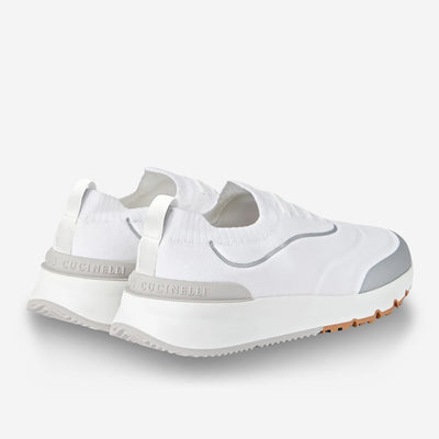 Brunello Cucinelli Techno Cotton Knit Heat-Bonded Detail Runners Sneaker