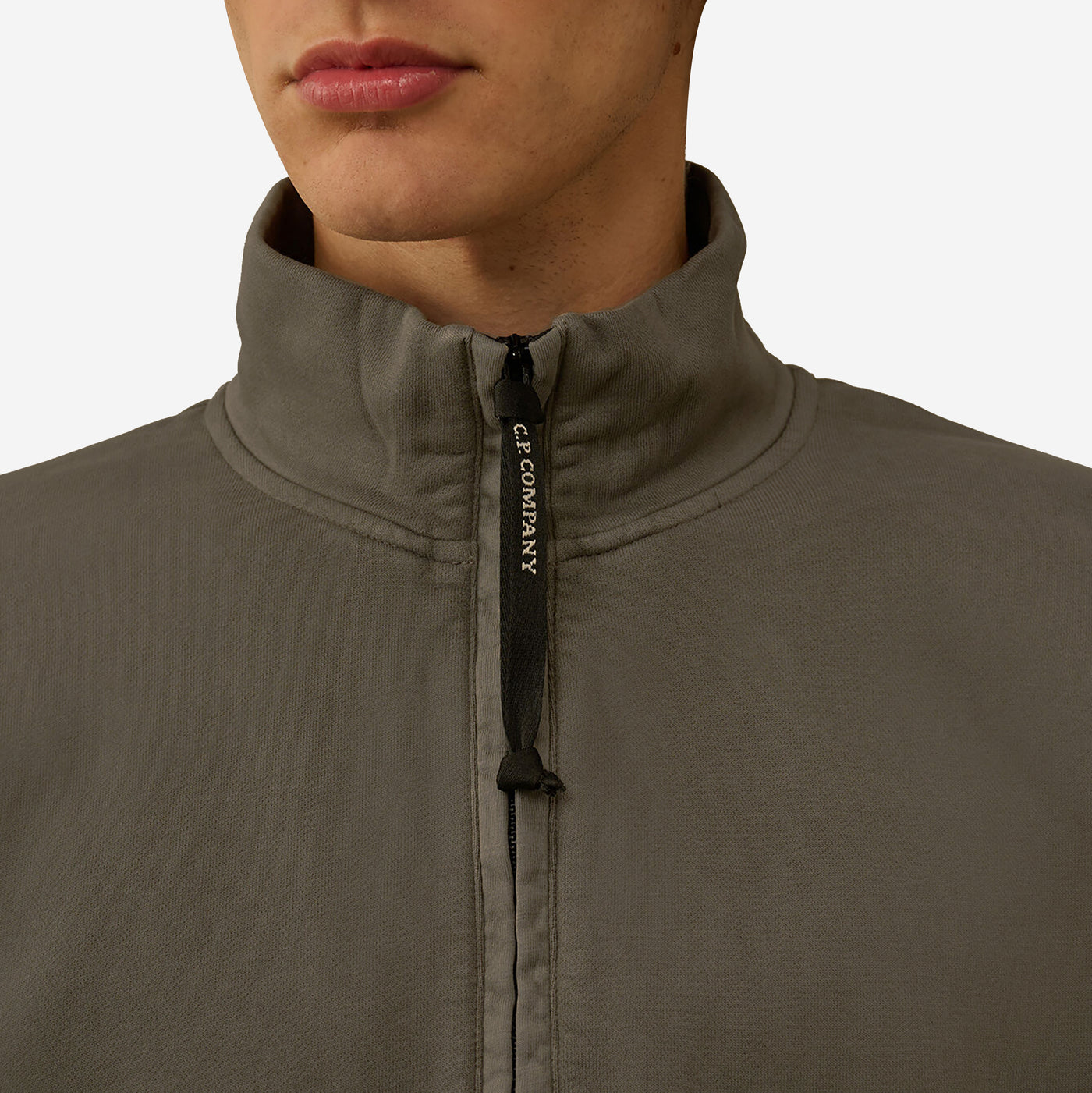 C.P. Company Brushed And Emerized Diagonal Fleece Half Zip Sweatshirt
