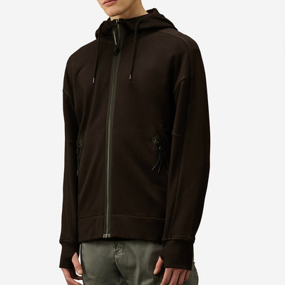C.P. Company Diagonal Raised Fleece Goggle Zipped Hooded Sweatshirt