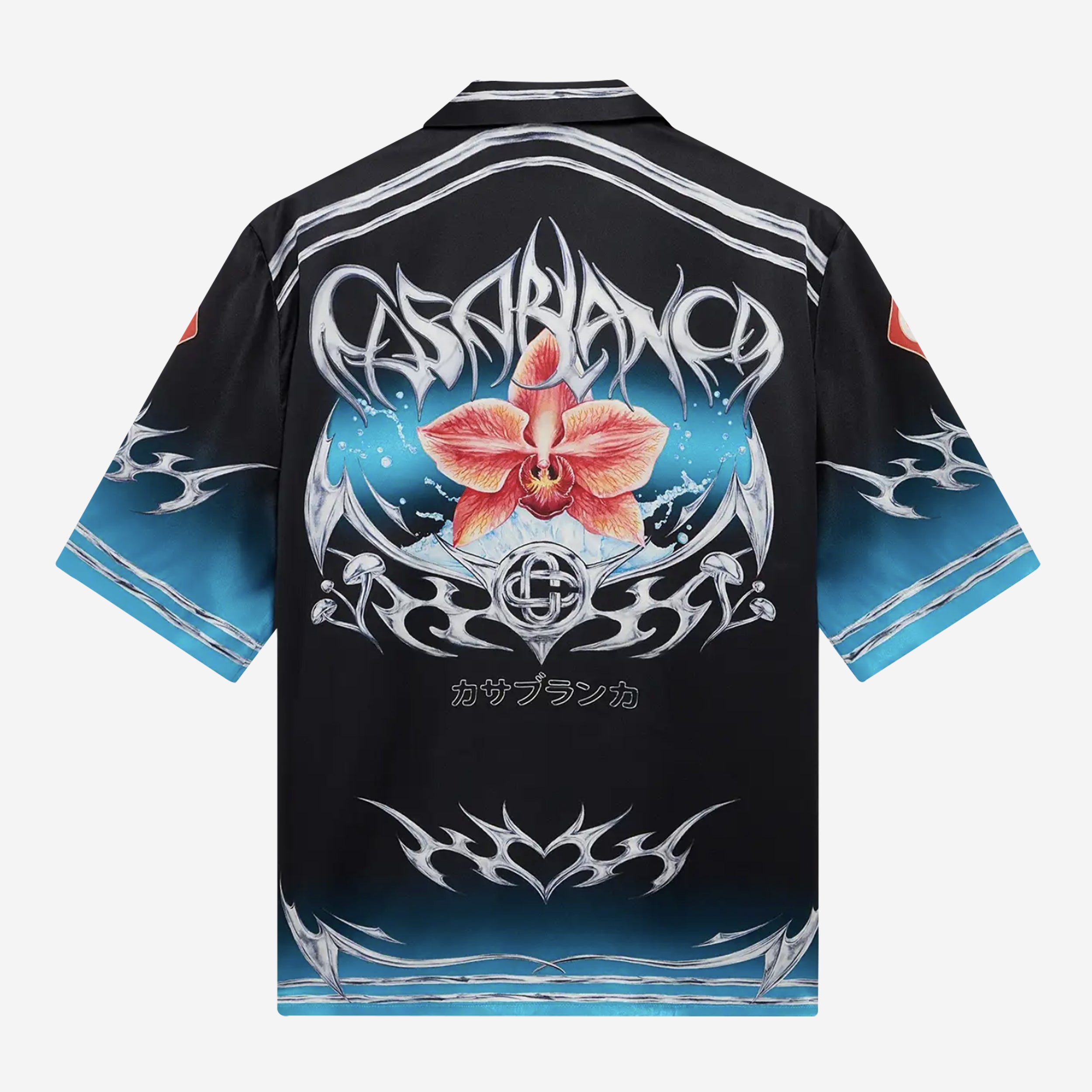 Casablanca Blades Short Sleeve Silk Satin Shirt