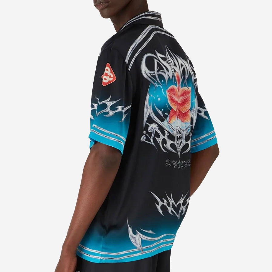 Casablanca Blades Short Sleeve Silk Satin Shirt