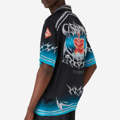 Casablanca Blades Short Sleeve Silk Satin Shirt