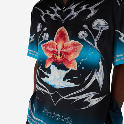 Casablanca Blades Short Sleeve Silk Satin Shirt