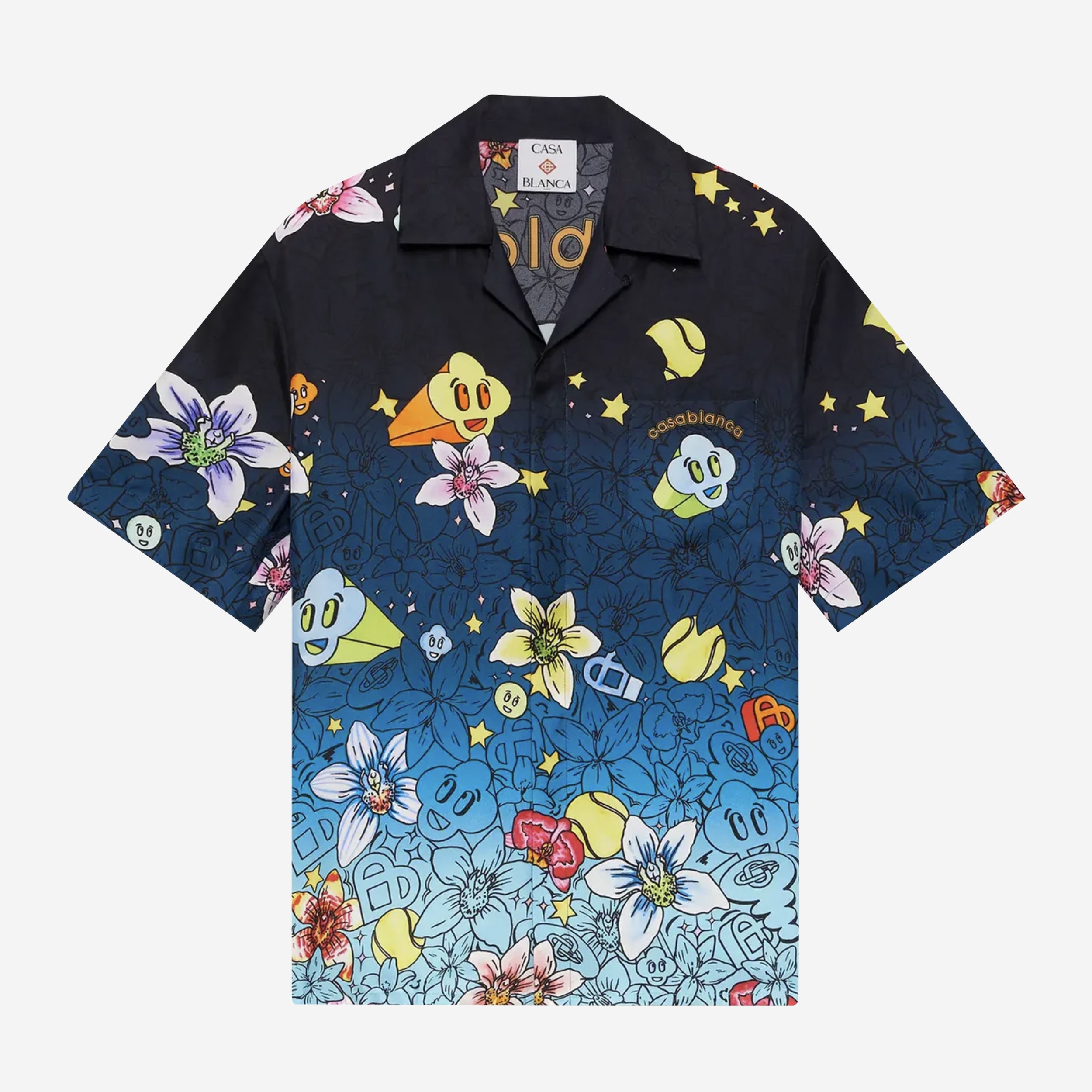 Casablanca Collage D'Icones Graphiques Short Sleeve Silk Shirt
