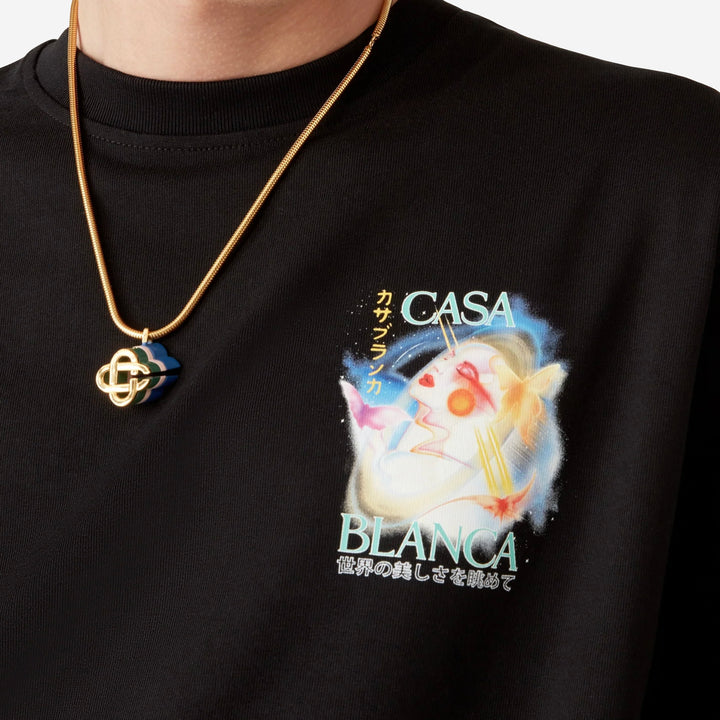 【関税込み】Casablanca ブラック Galactic Connection Tシャツ Casablanca Galactic Connection t-shirt | Black | FARFETCH GE