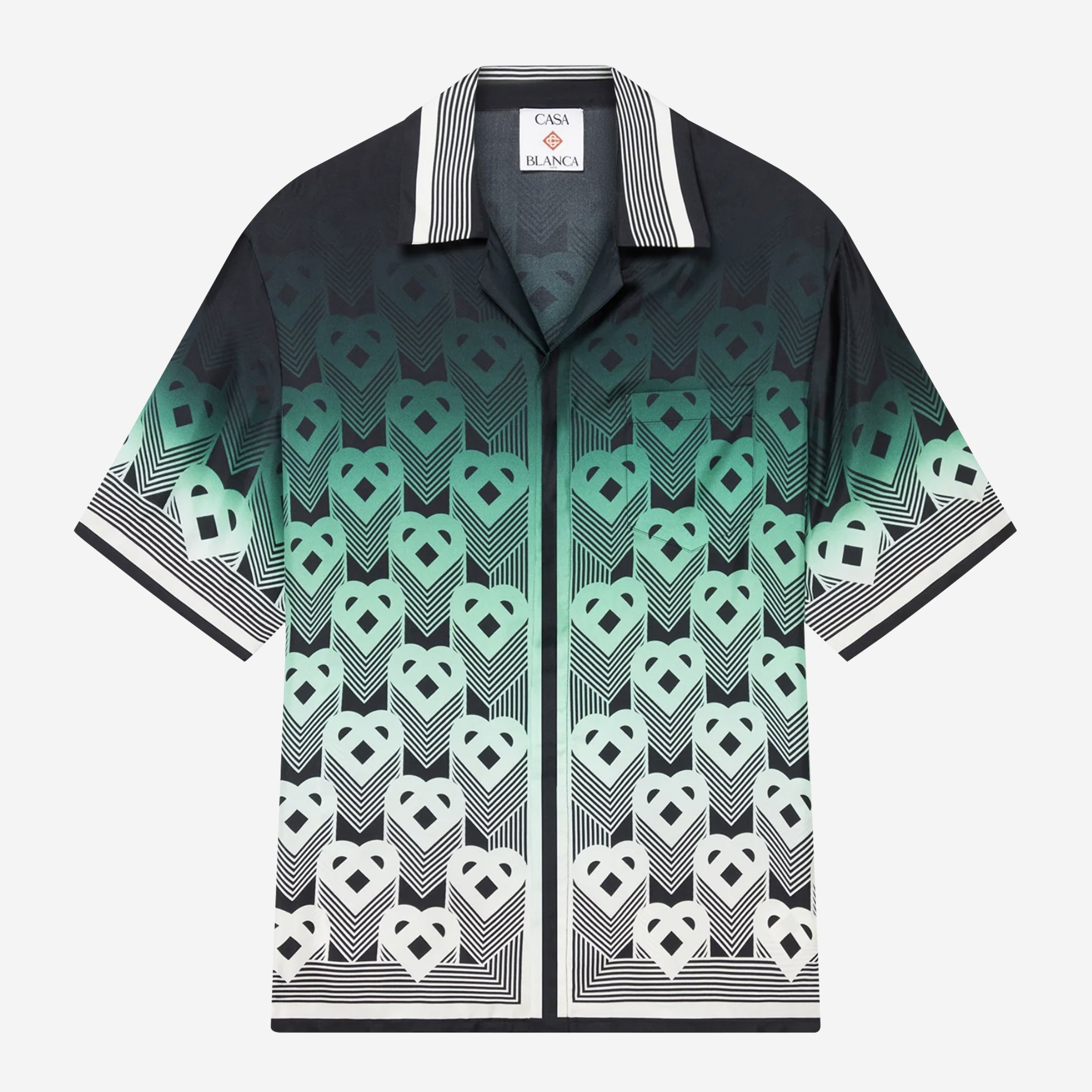 Casablanca Gradient Monogram Short Sleeve Silk Shirt