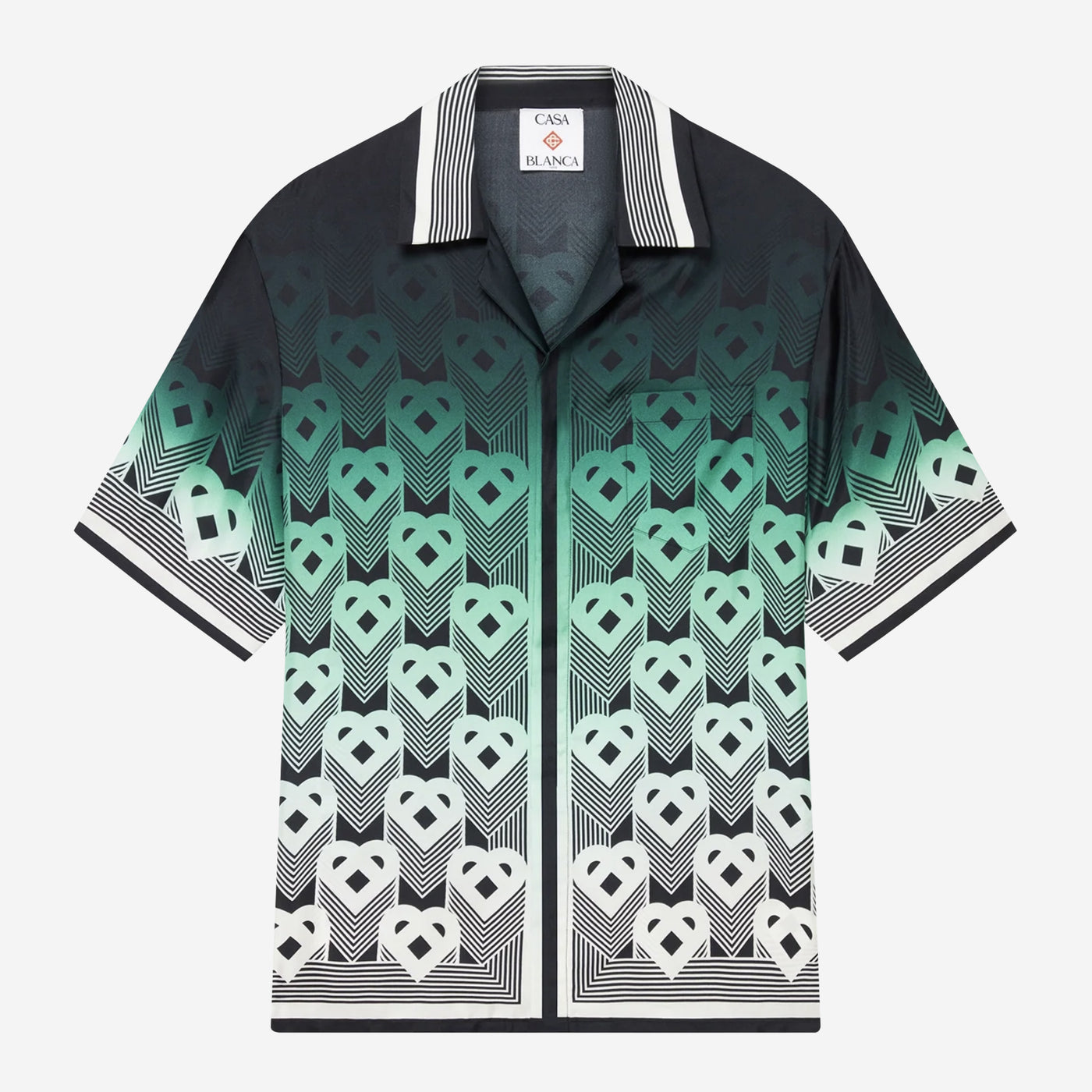 Casablanca Gradient Monogram Short Sleeve Silk Shirt