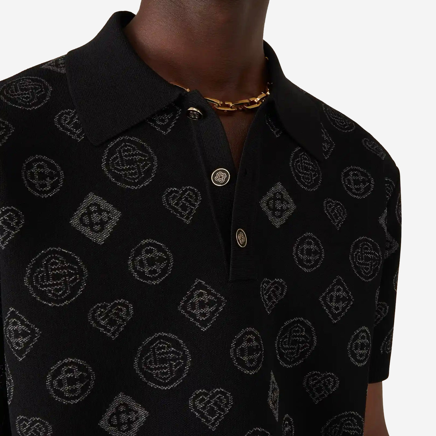 Casablanca Monogram Jacquard Knit Polo