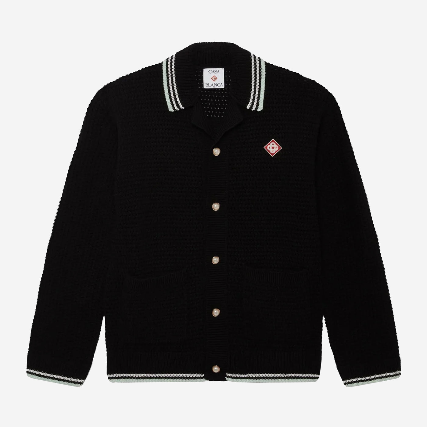 Casablanca Embroidered Cotton Crochet Long Sleeve Shirt