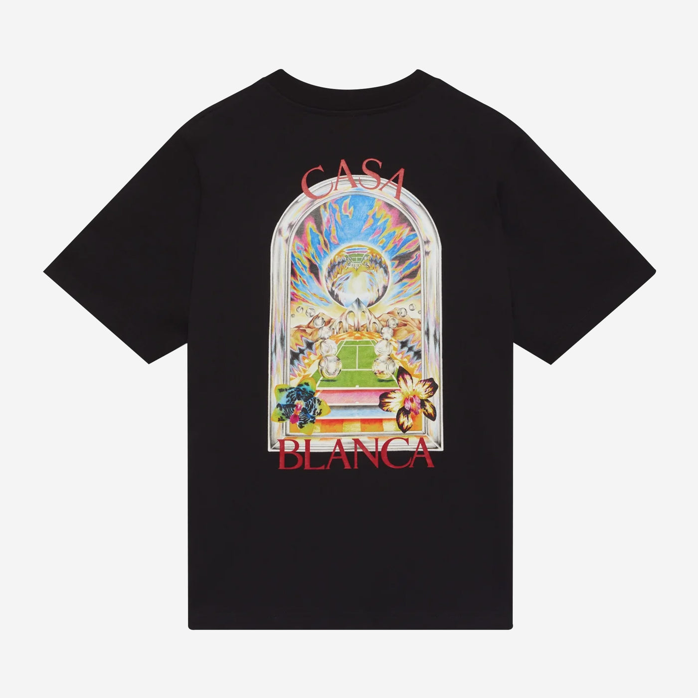 Casablanca Black Tennis Landscape Short Sleeve T‑Shirt – ZAP