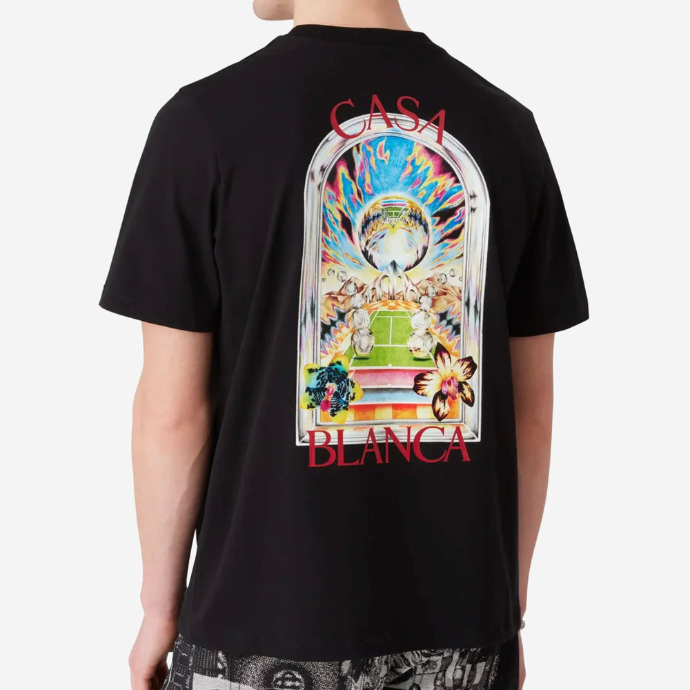 Casablanca Black Tennis Landscape Short Sleeve T‑Shirt – ZAP