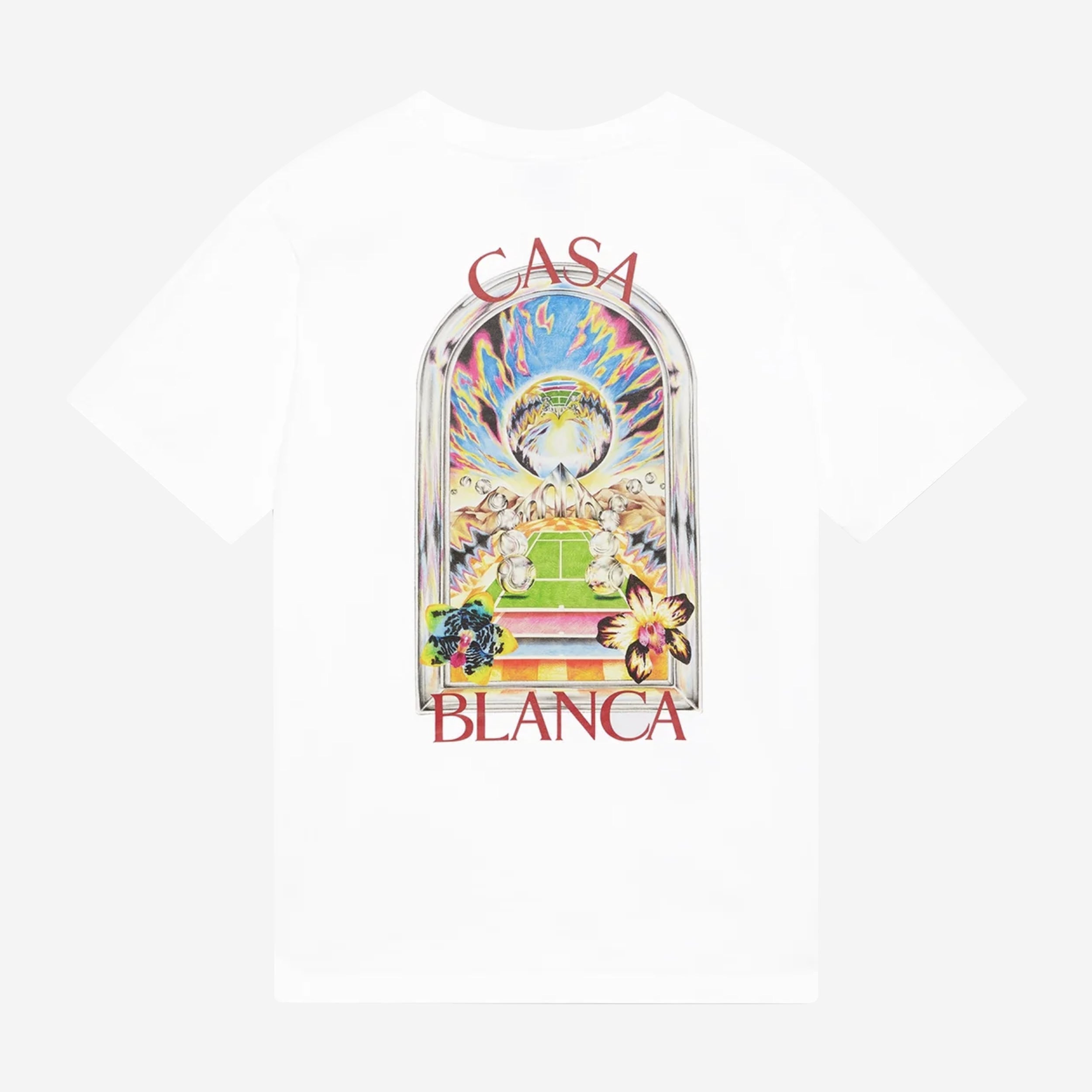 Casablanca Black Tennis Landscape Short Sleeve T‑Shirt