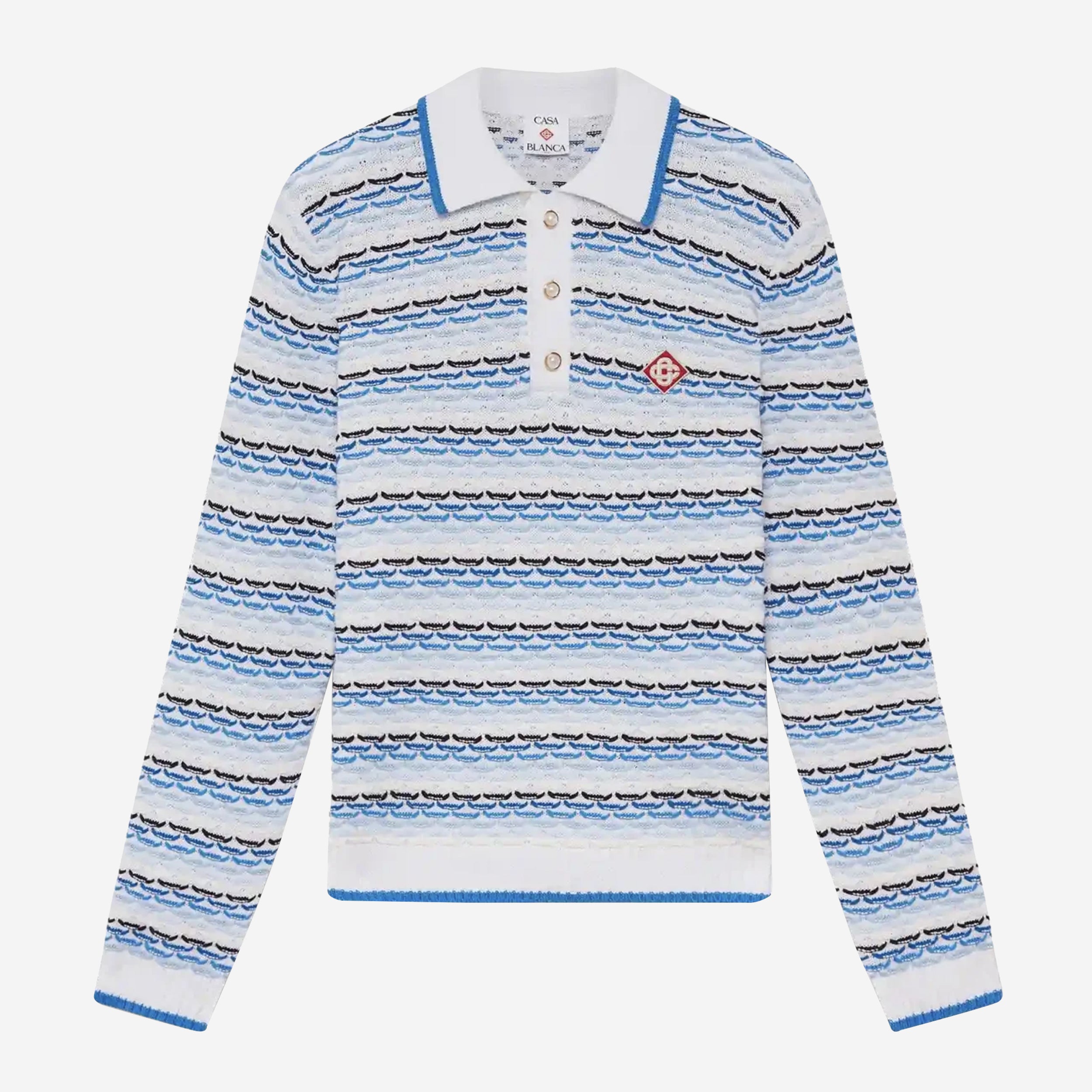 Casablanca Tuck Stitch Long Sleeve Polo Shirt