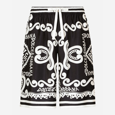 Dolce & Gabbana Marina-Print Silk Twill Shorts