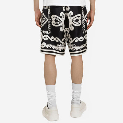 Dolce & Gabbana Marina-Print Silk Twill Shorts