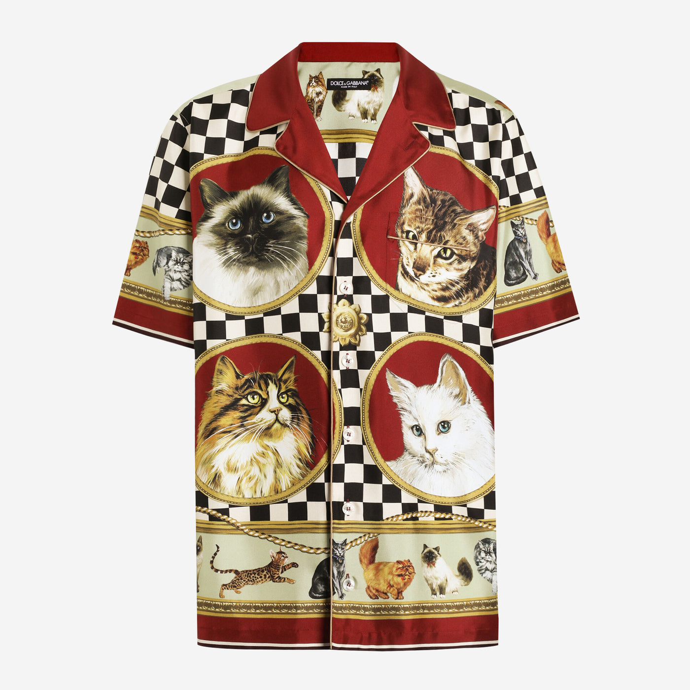 Dolce & Gabbana Cat Print Silk Shirt