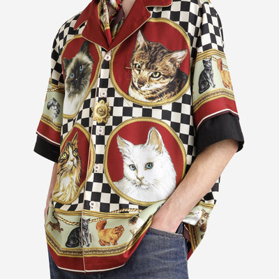 Dolce & Gabbana Cat Print Silk Shirt
