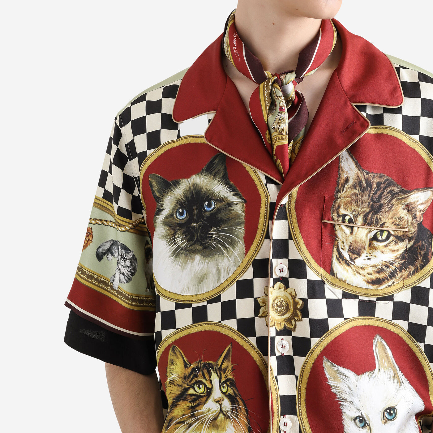 Dolce & Gabbana Cat Print Silk Shirt