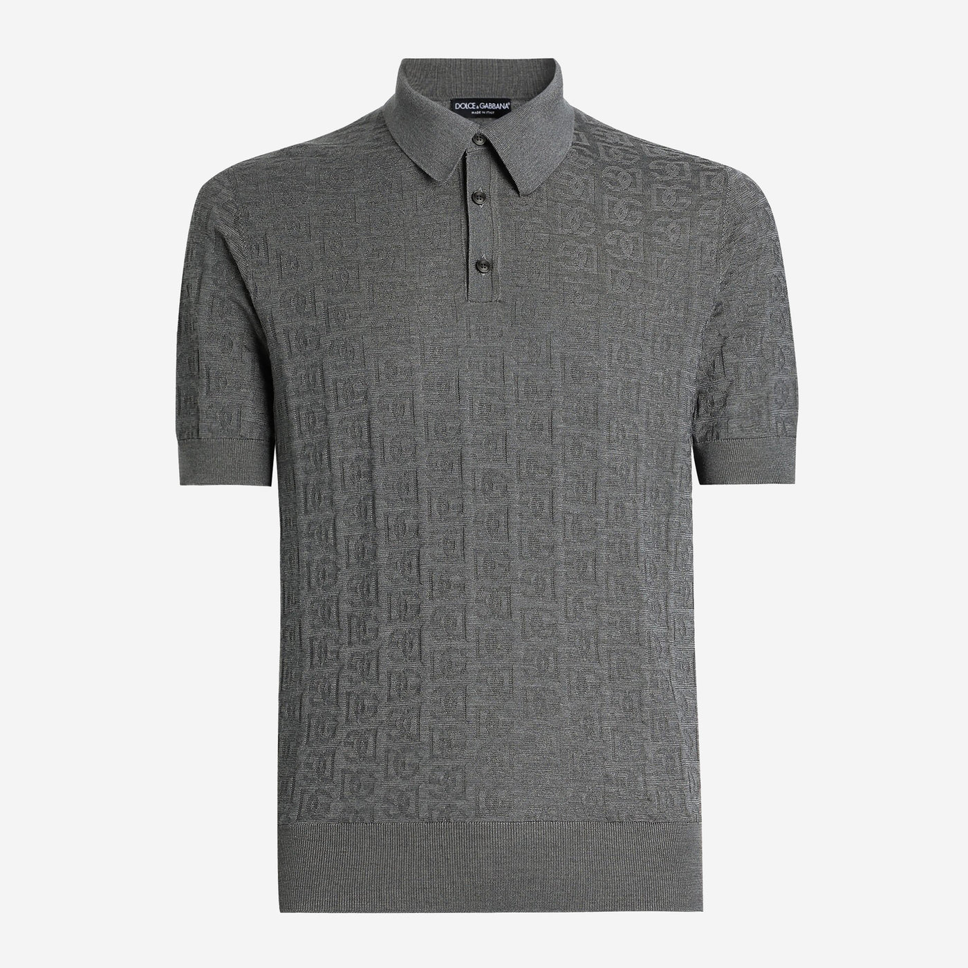 Dolce & Gabbana All-Over DG Logo Embroidery Silk Polo-Shirt