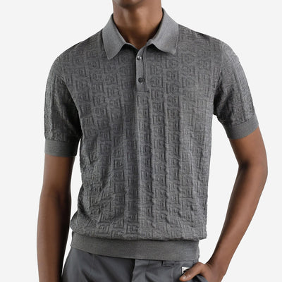 Dolce & Gabbana All-Over DG Logo Embroidery Silk Polo-Shirt