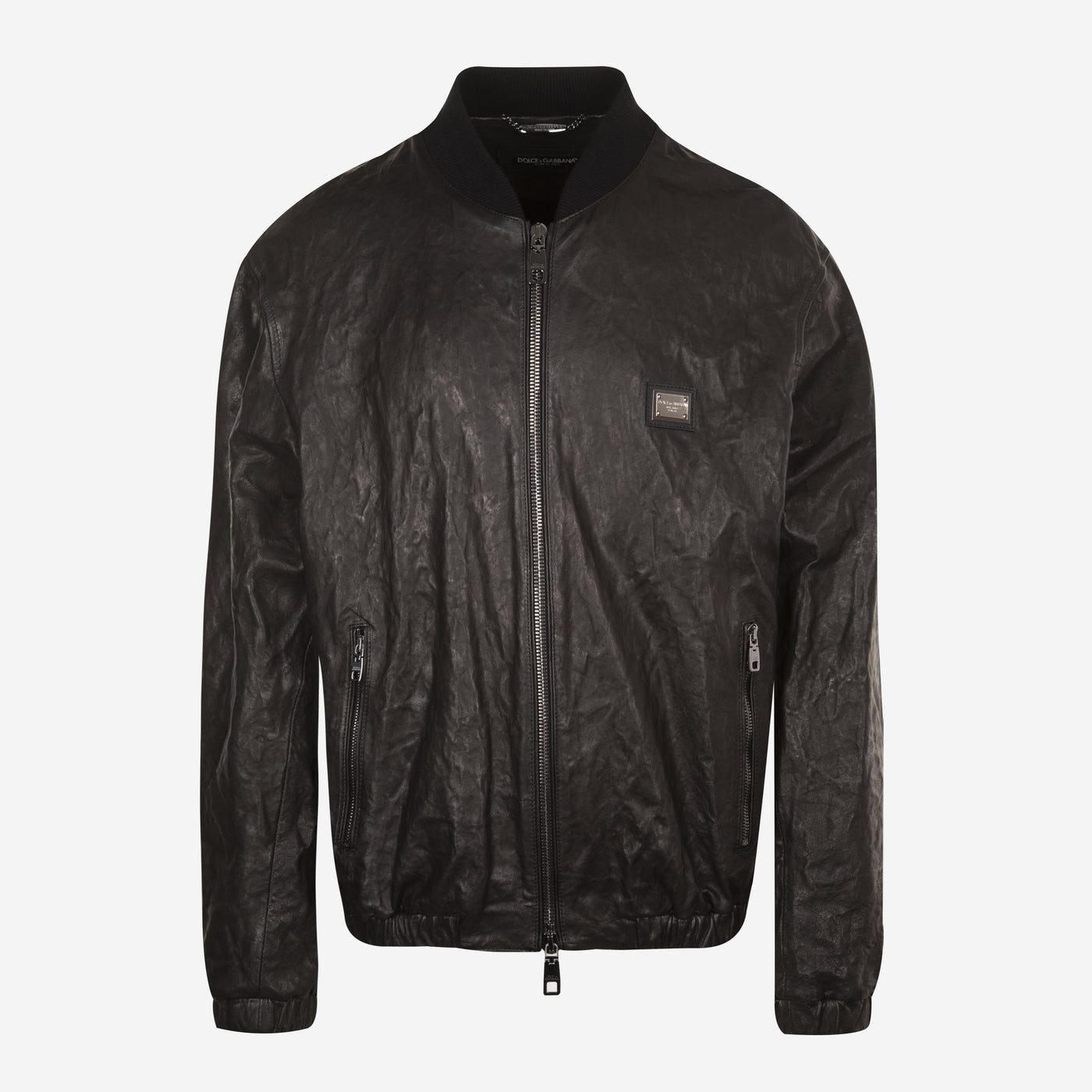 Dolce & Gabbana Plaque Leather Jacket