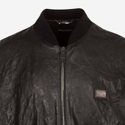 Dolce & Gabbana Plaque Leather Jacket