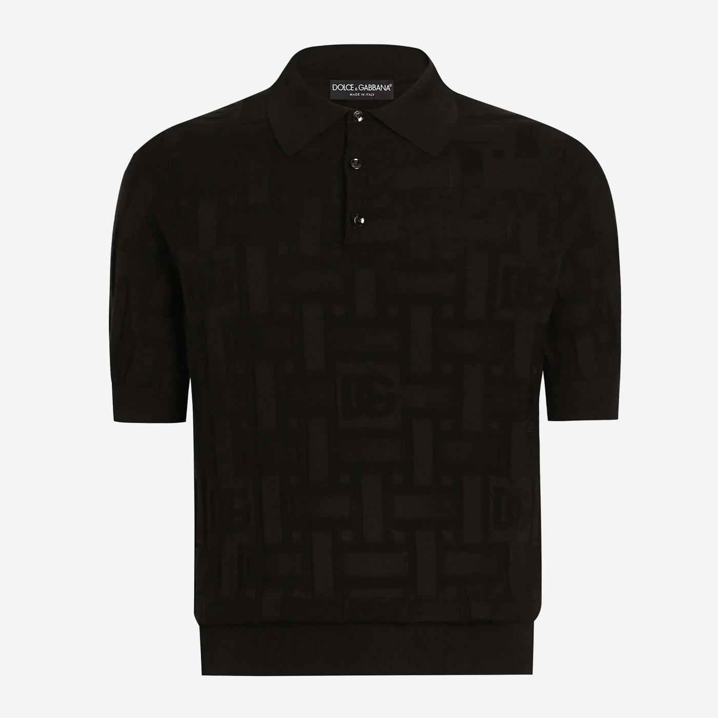 Dolce & Gabbana Silk Jacquard Logo Polo Shirt