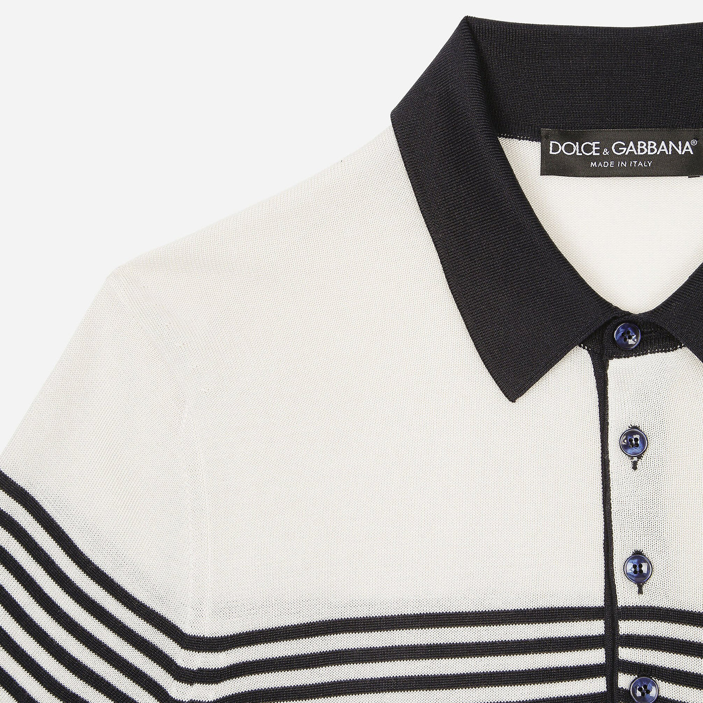 Dolce & Gabbana DG patch Striped Silk Polo Shirt