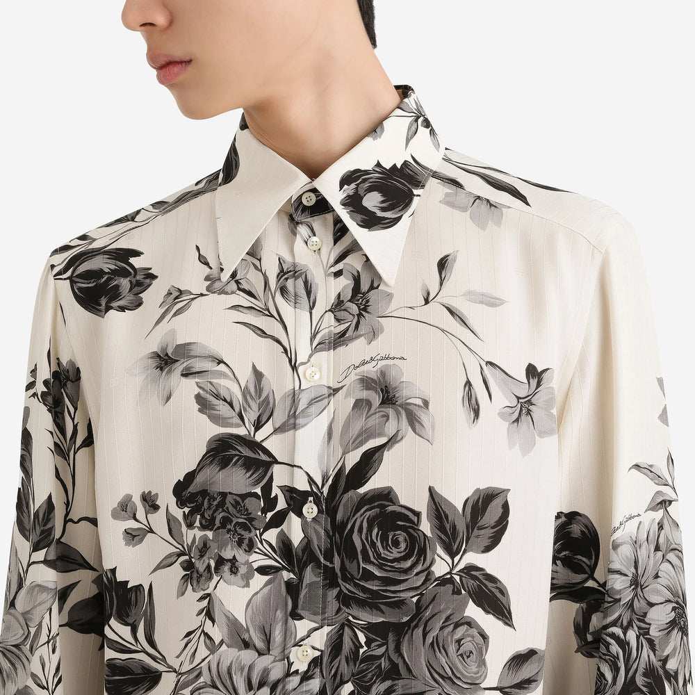 Dolce & Gabbana Flower Bouquet-Print Gold Jacquard Shirt – ZAP