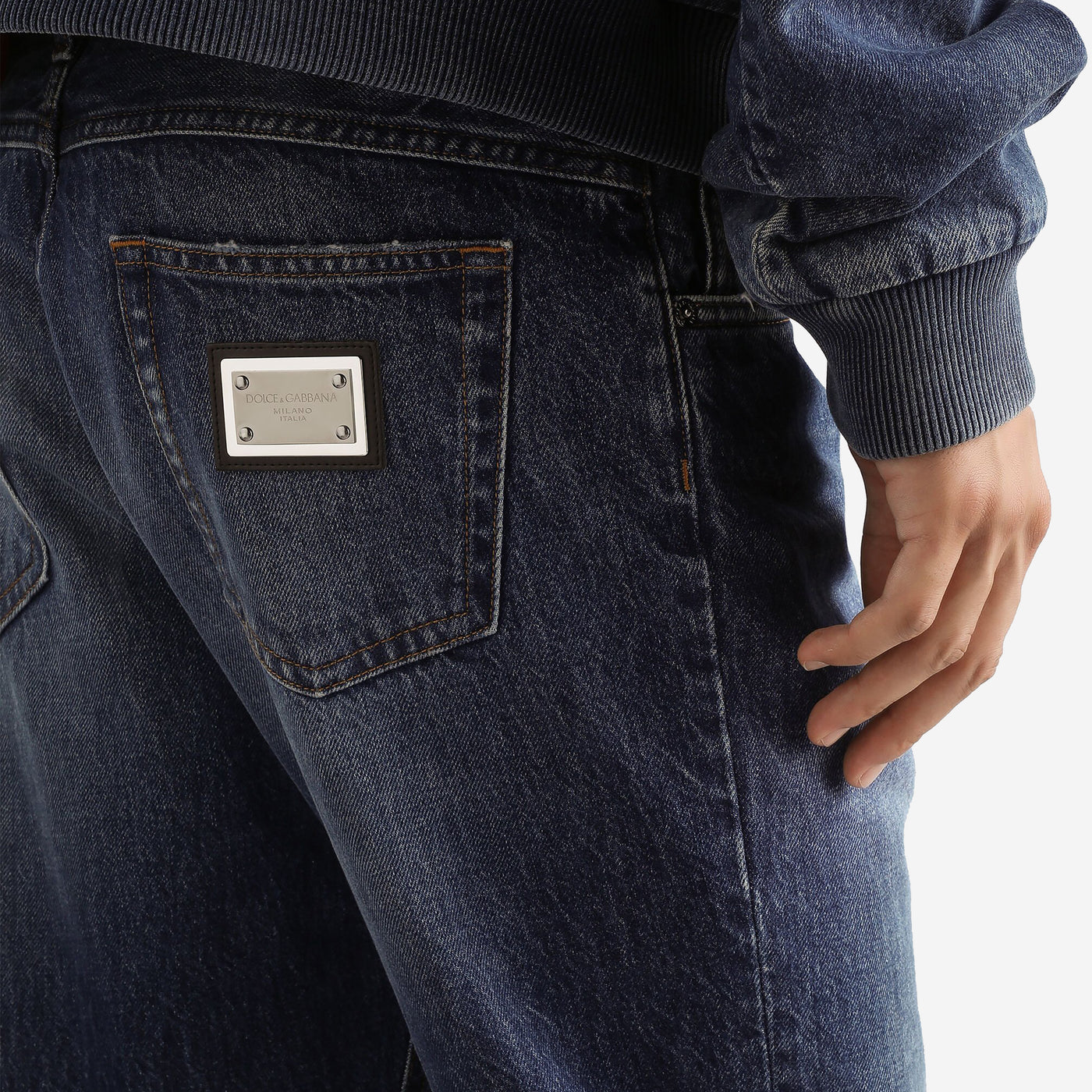 Dolce & Gabbana Regular Fit Plaque Jeans