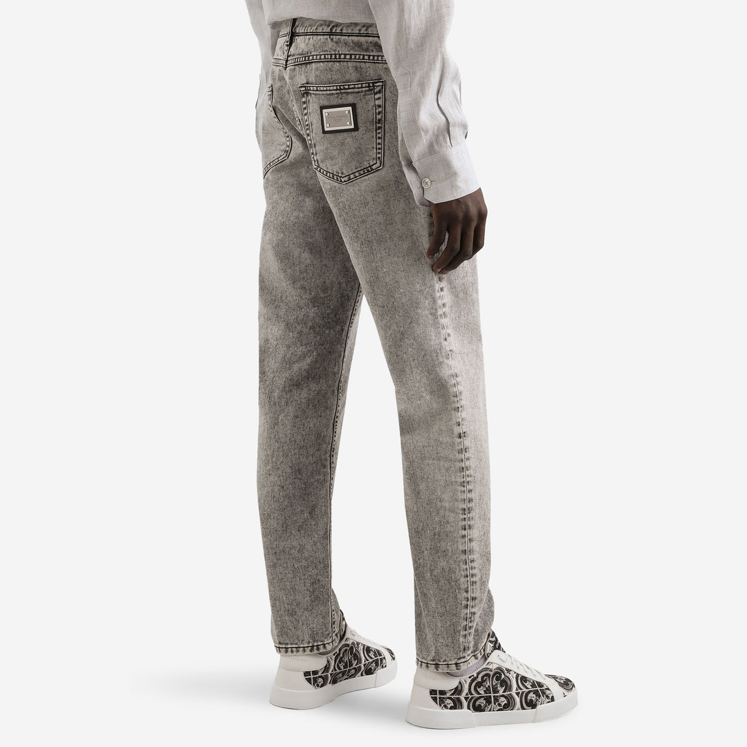 【DOLCE＆GABBANA】コーティング コットン ジーンズ Skinny stretch cotton jeans with tag in Multicolor for Men