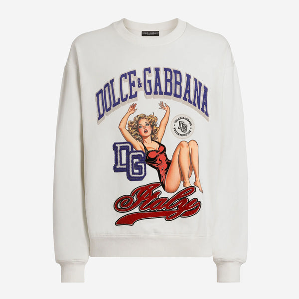 Dolce & Gabbana トレーナー Sサイズ フロッキープリント Dolce & Gabbana Print And Embroidery Sweatshirt – ZAP