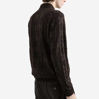 Dolce & Gabbana Wool And Silk With Microdot Print Polo Shirt
