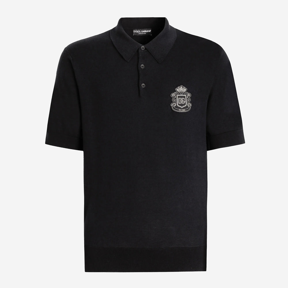 Dolce & Gabbana Heraldic Patch Cotton Knitwear Polo Shirt – ZAP