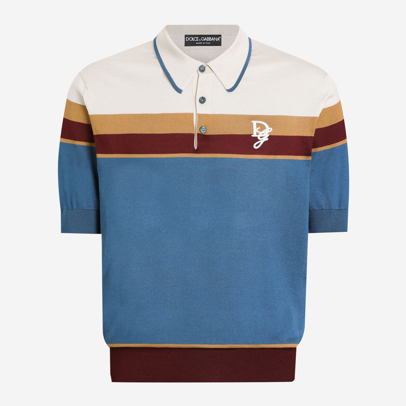 Dolce & Gabbana Logo Embroidered Silk Polo Shirt