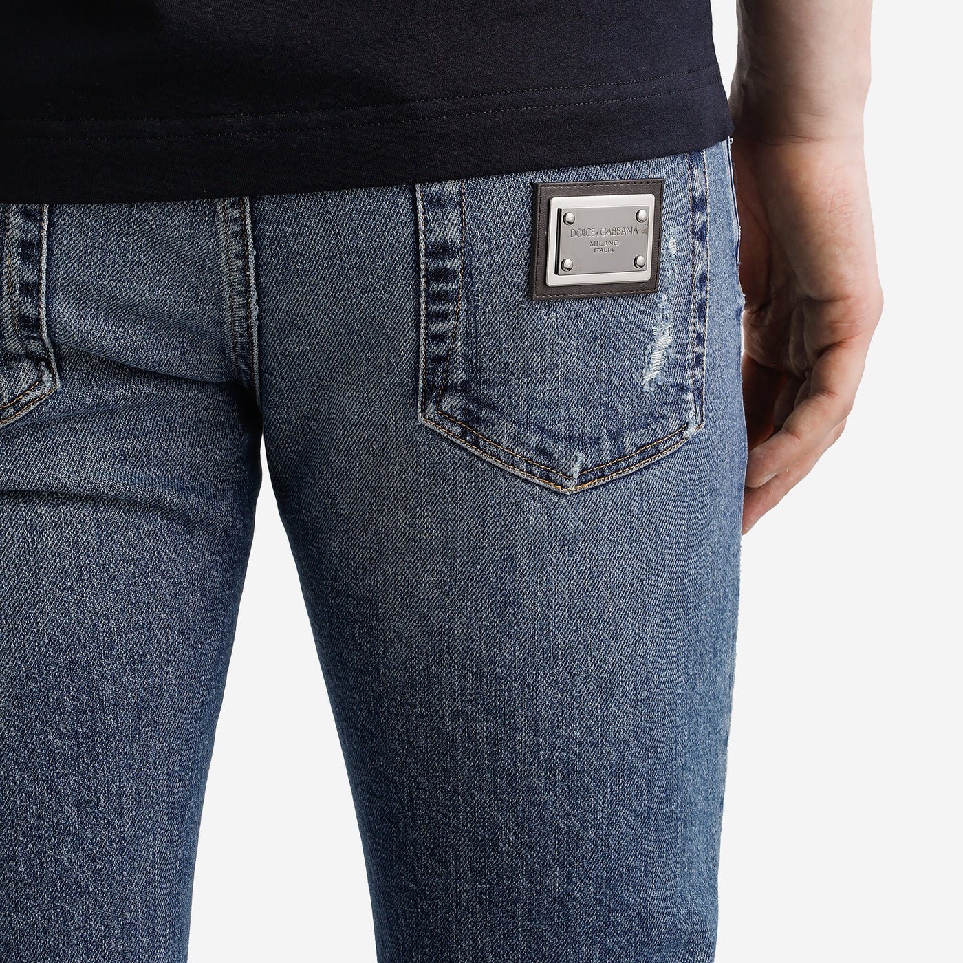 Dolce & Gabbana Distressed Skinny-Fit Stretch Cotton Jeans