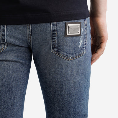 Dolce & Gabbana Distressed Skinny-Fit Stretch Cotton Jeans