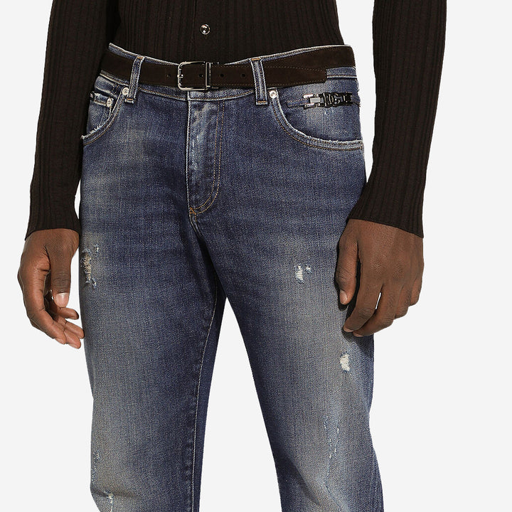 デニム・ジーパン Dolce & Gabbana Dolce & Gabbana Jeans Denim Regular-fit blue denim jeans in Blue for Men | Dolce&Gabbana® US