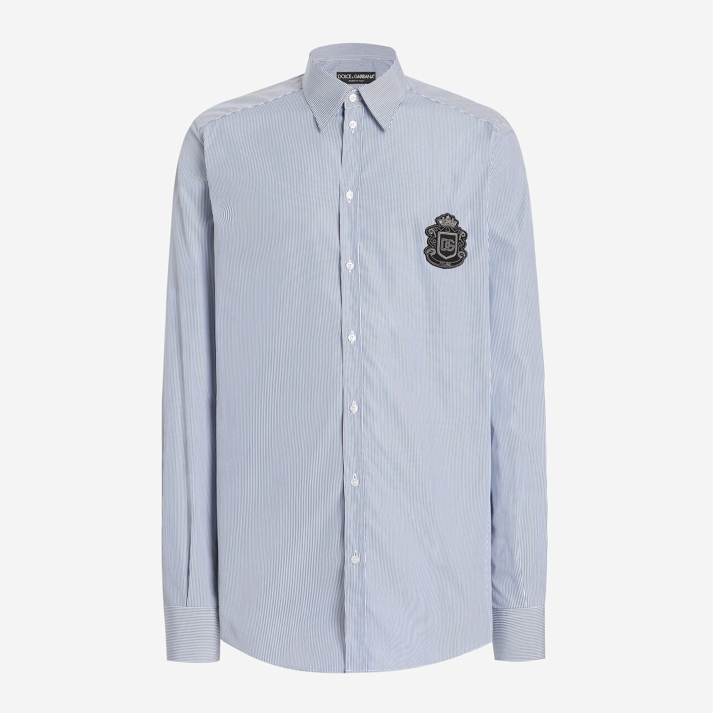 Dolce & Gabbana Heraldic Patch Striped Martini Shirt