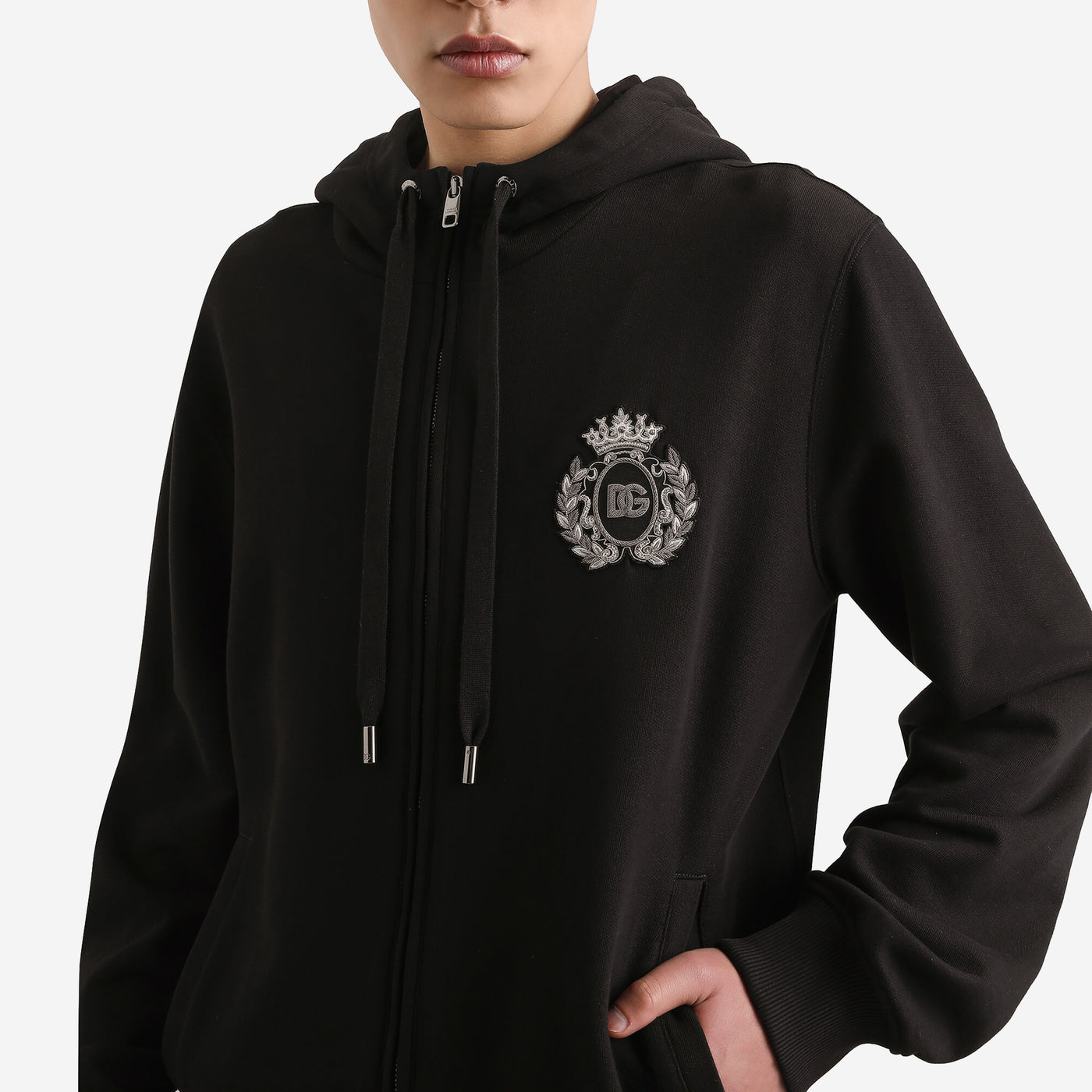 Dolce & Gabbana Heraldic Patch Zip Hoodie